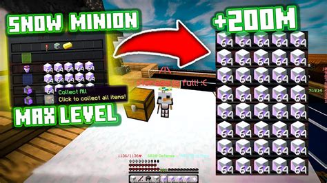 skyblock t1 snow minion price.